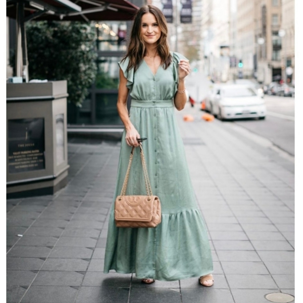 Gal Meets Glam Torrey Ruffle Sleeve Maxi Dress